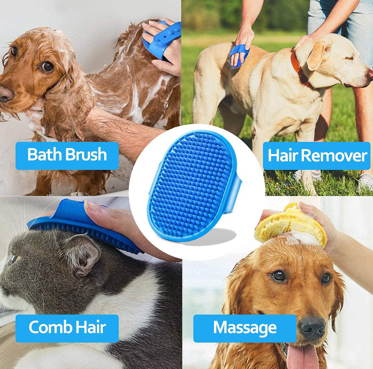 4 Pcs Portable Dog Paw Washer Cleaner Set, 2 in 1 Silicone Dog Cleaning Brush Large Dog Feet Cleaner Cup with Premium Towel, Finger Toothbrush and Pet Grooming Bath Brush for Dogs & Cats (L)