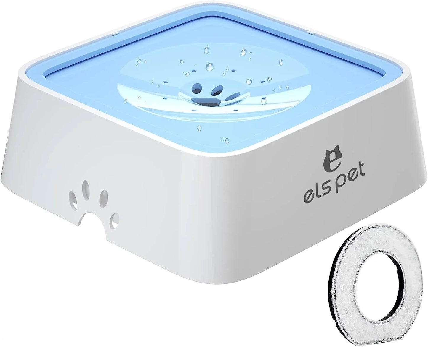 Dog Water Bowl 70Oz Dog Water Dispenser No-Spill Dog Slow Water Feeder Blue