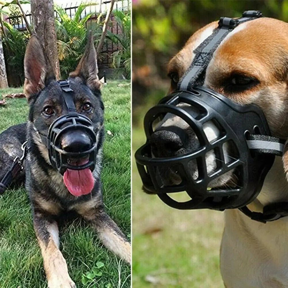 Adjustable Anti-Biting Dog Muzzle with Reflective Strip - Breathable Plastic Design for Drinking Water
