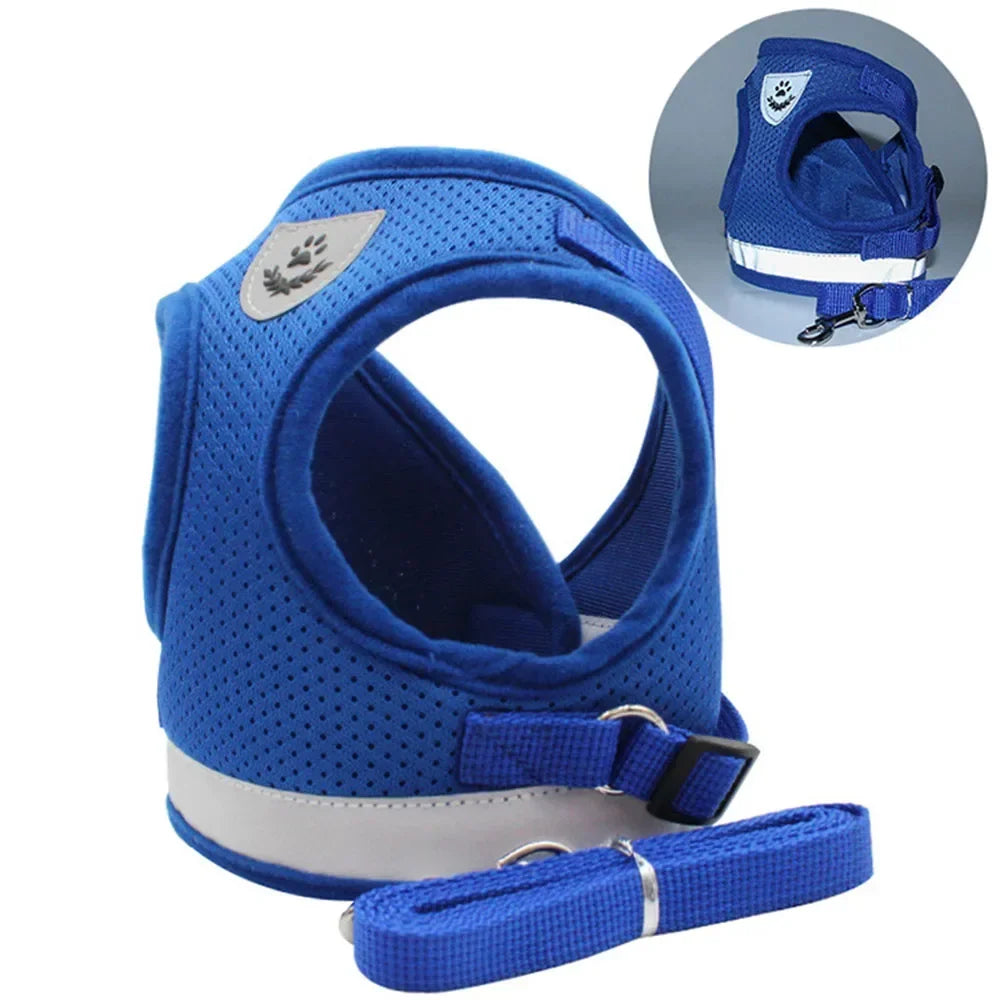 Adjustable Reflective Cat Harness and Leash Set - Escape-Proof Mesh Vest for Small Dogs and Cats