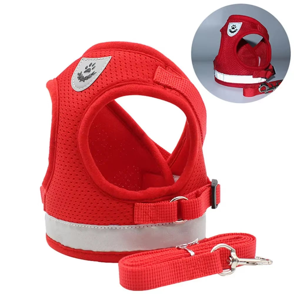 Adjustable Reflective Cat Harness and Leash Set - Escape-Proof Mesh Vest for Small Dogs and Cats