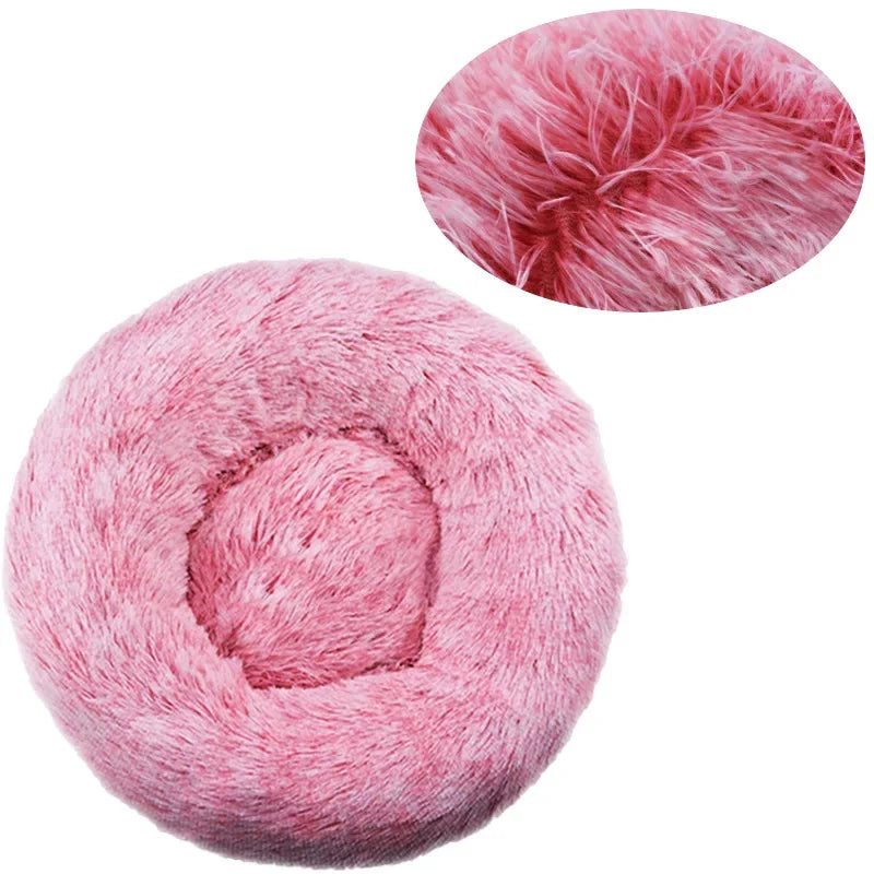 Round Pet Bed (40-90cm) - Super Soft Plush Dog House for Large and Medium Dogs - Winter Warm Sleeping Solution