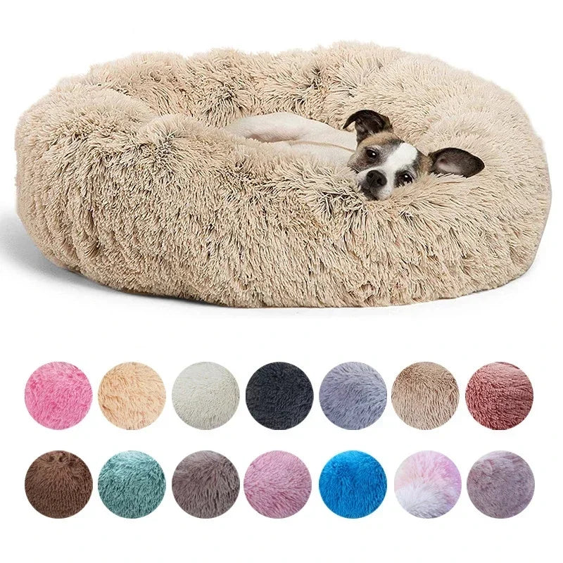 Round Pet Bed (40-90cm) - Super Soft Plush Dog House for Large and Medium Dogs - Winter Warm Sleeping Solution