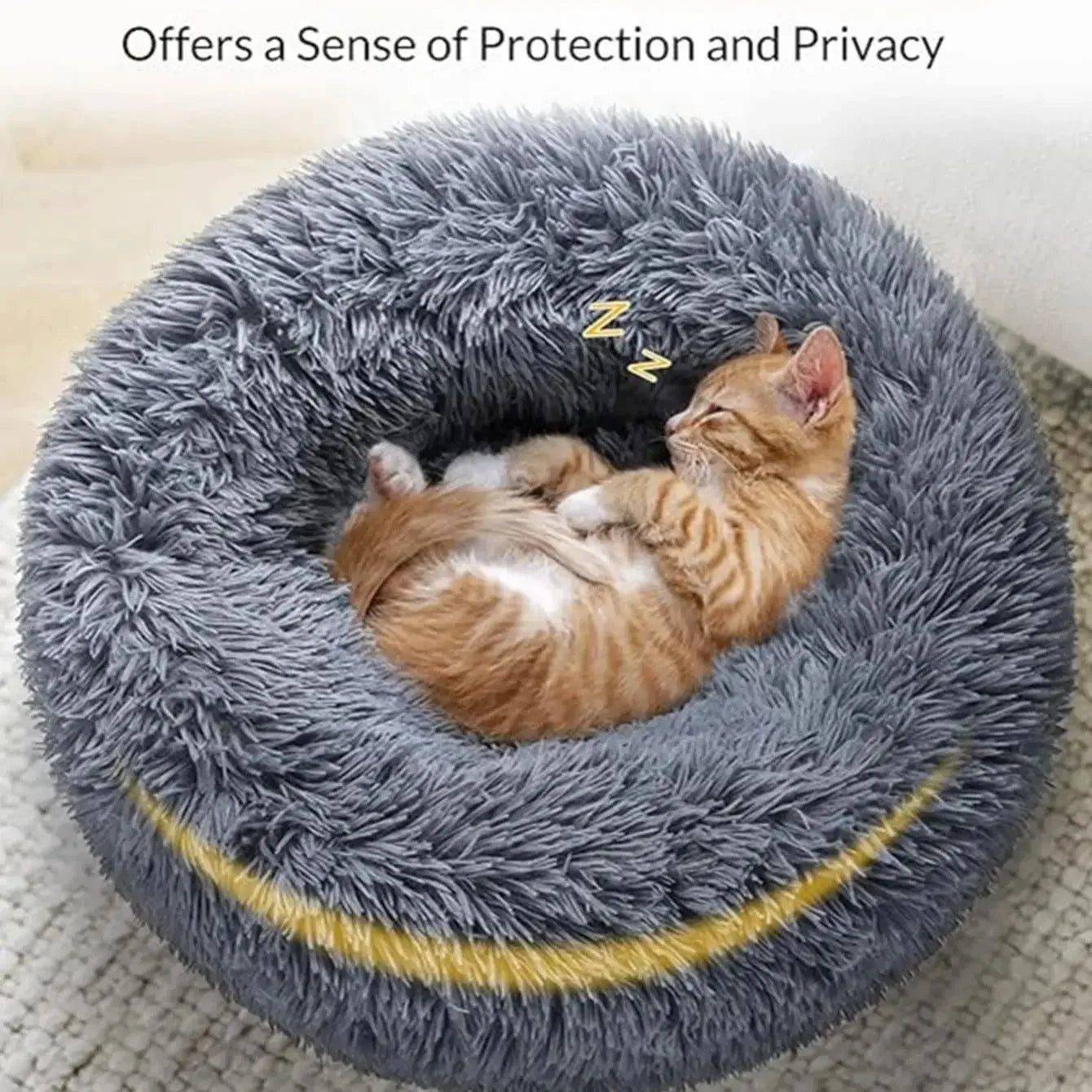 Round Pet Bed (40-90cm) - Super Soft Plush Dog House for Large and Medium Dogs - Winter Warm Sleeping Solution